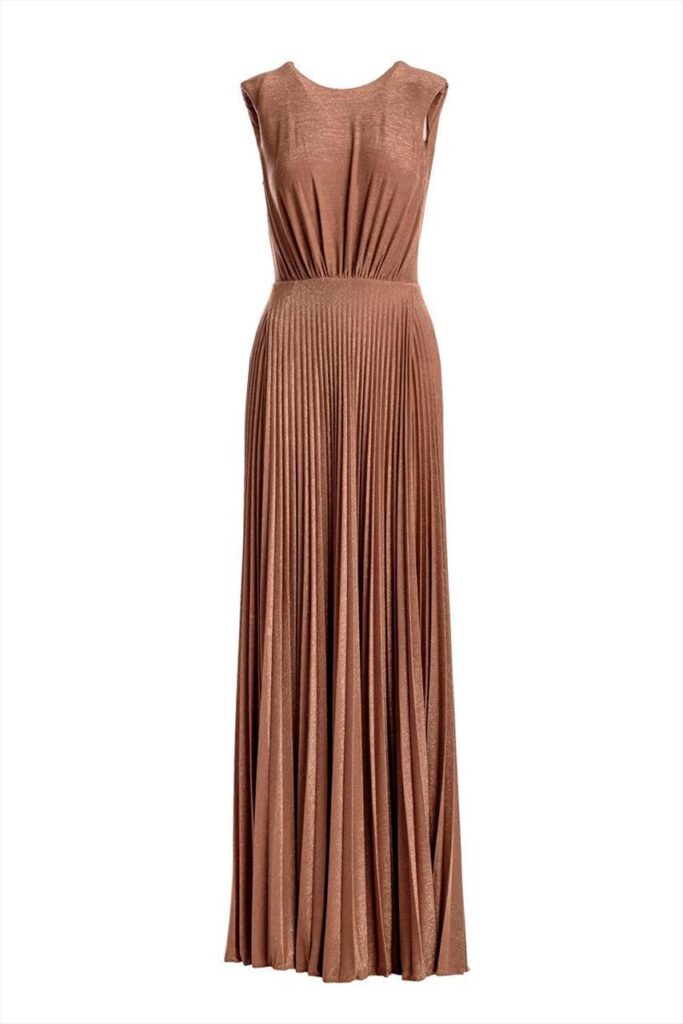 在庫限り◆Elisabetta Franchi Ruffled Maxi Dress in ette Buy Elisabetta Franchi Pink Pleated Lamé Jersey Maxi Dress