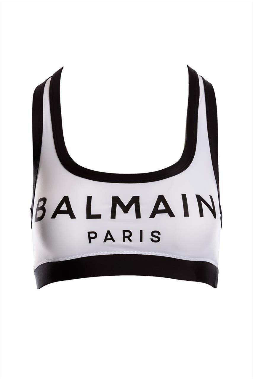 BALMAIN, x evian Rubberised Logo Sports Bra, Women