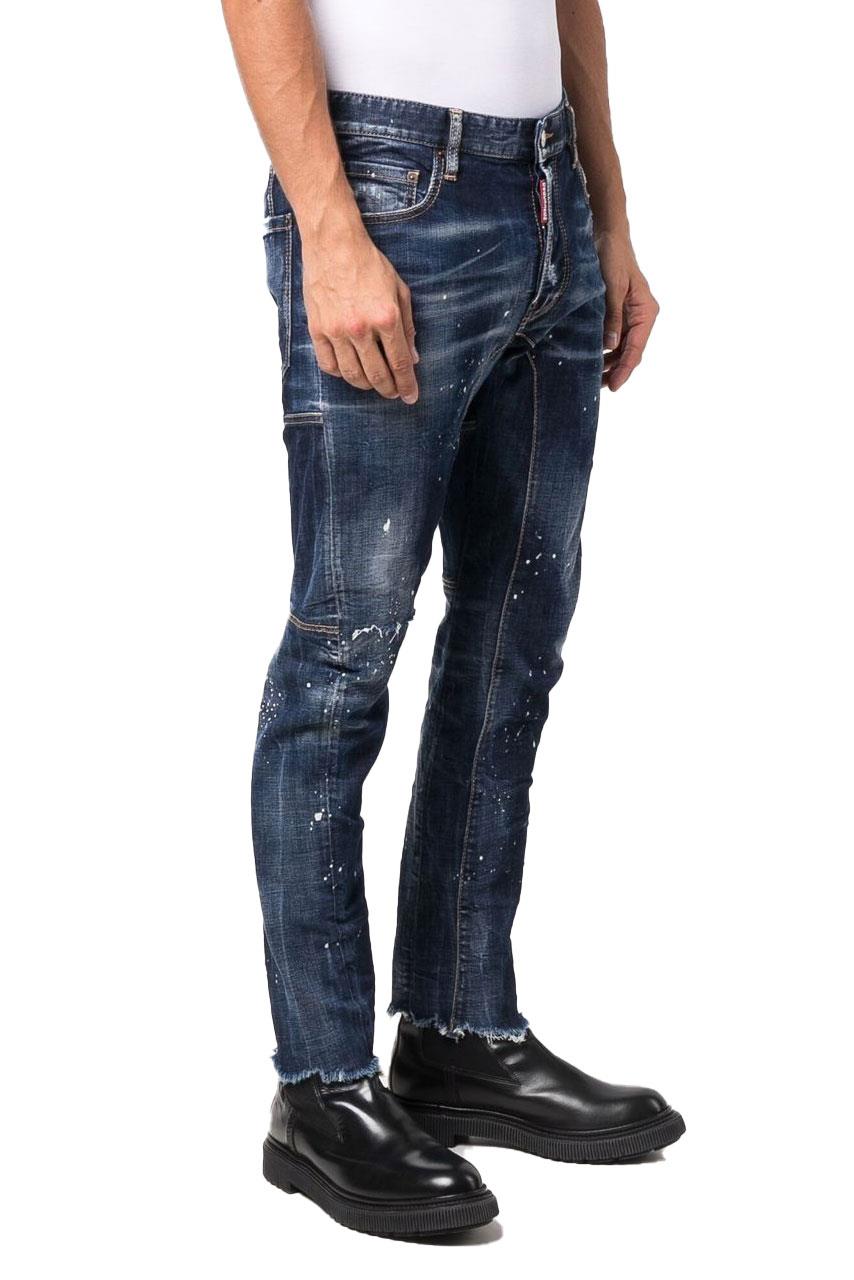 Distressed Raw-Edge Tidy Biker Jeans Dsquared2 | Tsigaloglou